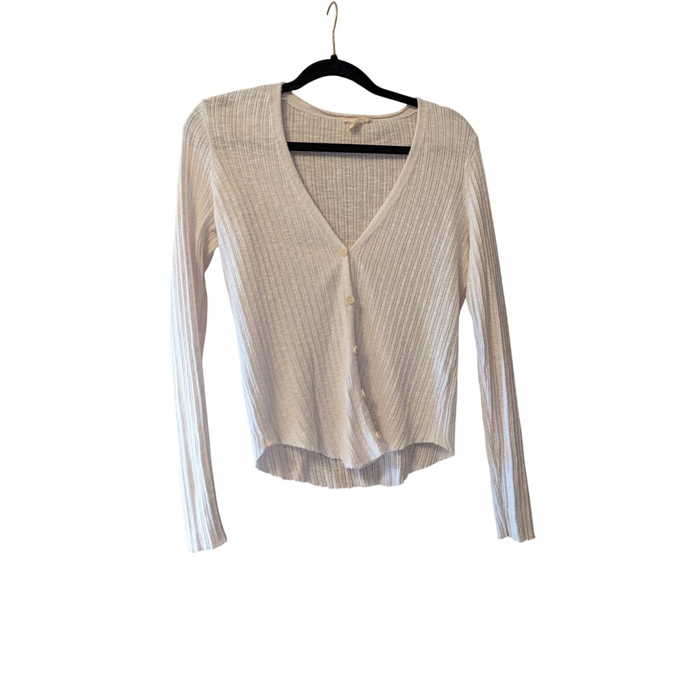 Eileen Fisher Women Ribbed Organic Linen Cotton Cardigan XS White